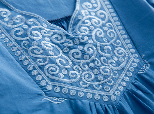Blusa Bordada de Algodón Talla Grande Suelta para Mujer - Image 8