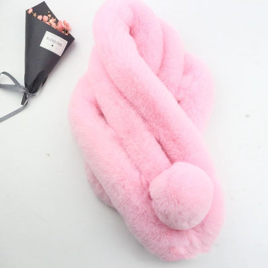 Bufanda de Piel de Conejo Invierno Coreano para Mujer - Image 9