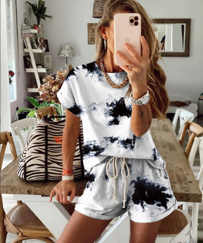 Conjunto de Pijama Degradado Tie Dye para Mujer - Manga Corta - Image 9