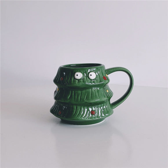 Taza Navideña de Cerámica con Árbol Creativo - Taza para Café y Leche