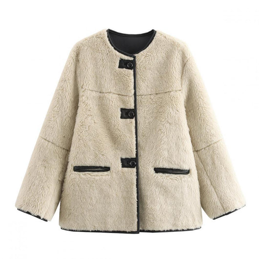 Abrigo de Peluche Tricolor para Mujer - Image 12