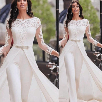 Jumpsuit de Encaje Transparente con Mangas Largas - Diseño Dos Piezas