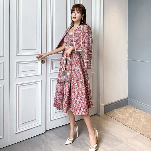 Traje de Vestir para Dama con Detalles de Seda y Tweed - Image 2