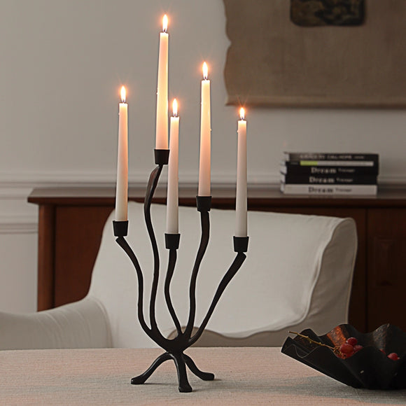 Candelabro Ramificado Negro de Múltiples Brazos