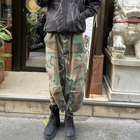 Pantalones Cargo Holgados Camuflaje para Hombre Talla Plus
