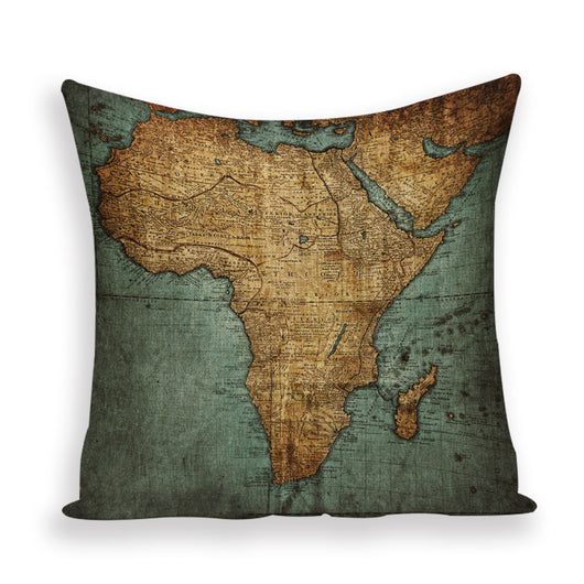 Funda de Almohada Retro con Mapa del Mundo Europeo - Cojín Decorativo Estilo Marroquí en Lino - Image 8