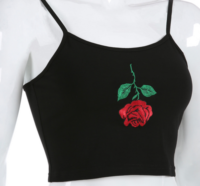 Camisola Corta con Bordado de Rosas - Image 3