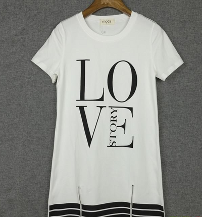Vestido Camisero Largo con Cremallera y Estampado 'LOVE' - Image 3