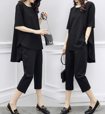 Conjunto Casual Slim Fit: Blusa Manga Corta y Pantalón Cropped