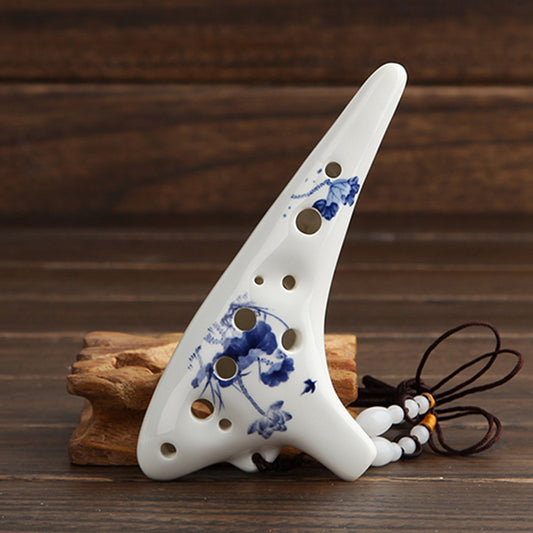 Ocarina Azul y Blanca de 12 Agujeros