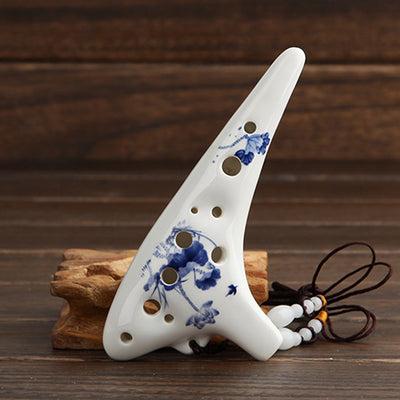 Ocarina Azul y Blanca de 12 Agujeros