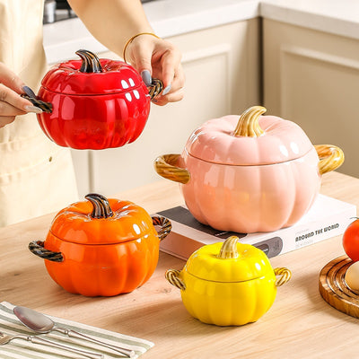 Sopera de Cerámica Decorativa Calabaza con Tapa