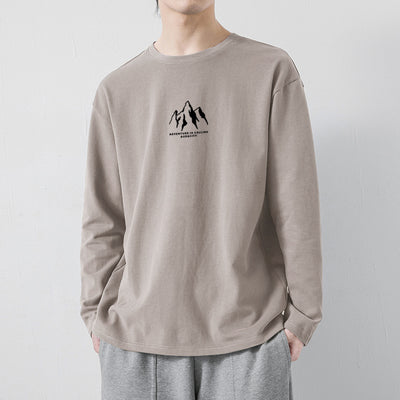 Camiseta de Algodón Manga Larga Suelta para Hombre - Image 49
