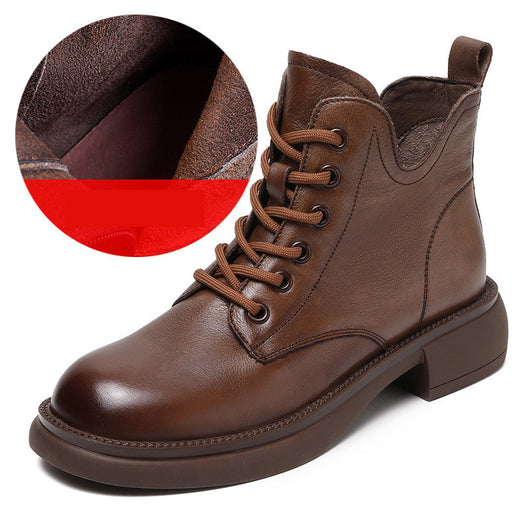 Botas Martin Cortas de Cuero con Cordones y Escote en V - Image 8