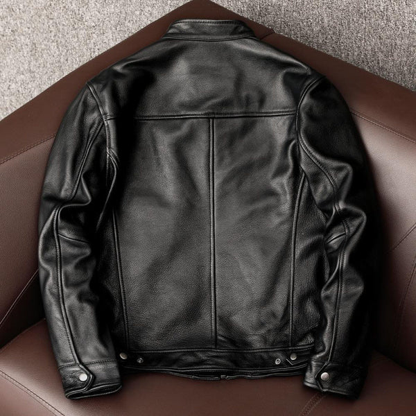 Chaqueta de Cuero para Hombre con Cuello Alzado - Estilo Juvenil