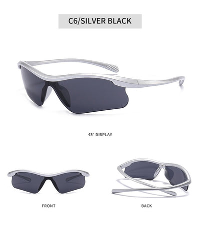 Blue frame sunglasses with blue mirrored lenses, ideal for outdoor sports and fashion wear. - Image 14