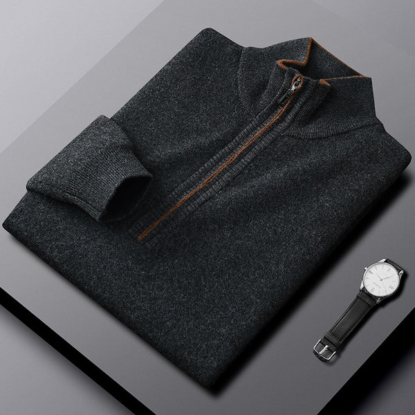 Suéter Casual para Hombre con Cuello Cremallera - Abrigo Grueso y Cálido