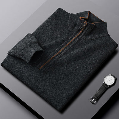 Suéter Casual para Hombre con Cuello Cremallera - Abrigo Grueso y Cálido