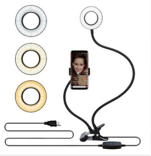 Aro de Luz LED para Selfies y Maquillaje con Soporte Ajustable 8cm - Image 8