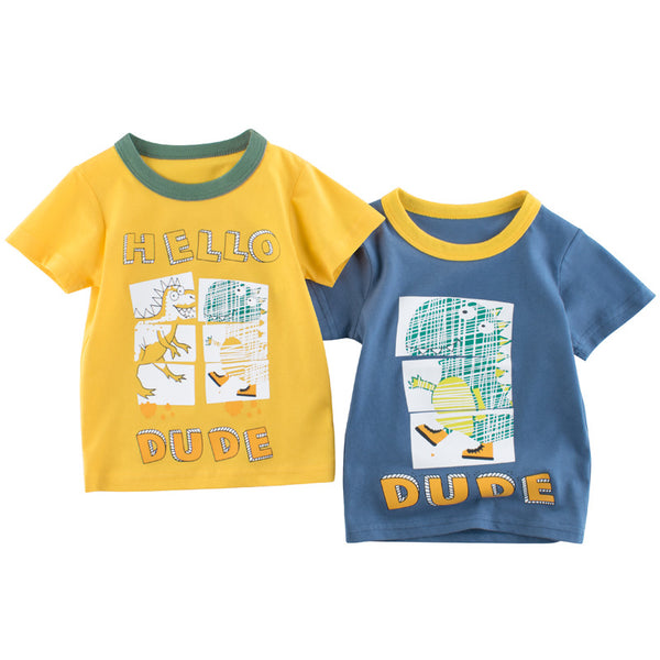 Camiseta Infantil Coreana de Manga Corta para Niño