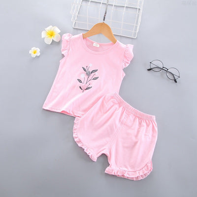 Conjunto Infantil Niña Verano: Blusa de Encaje sin Mangas + Shorts Lisos - Image 2