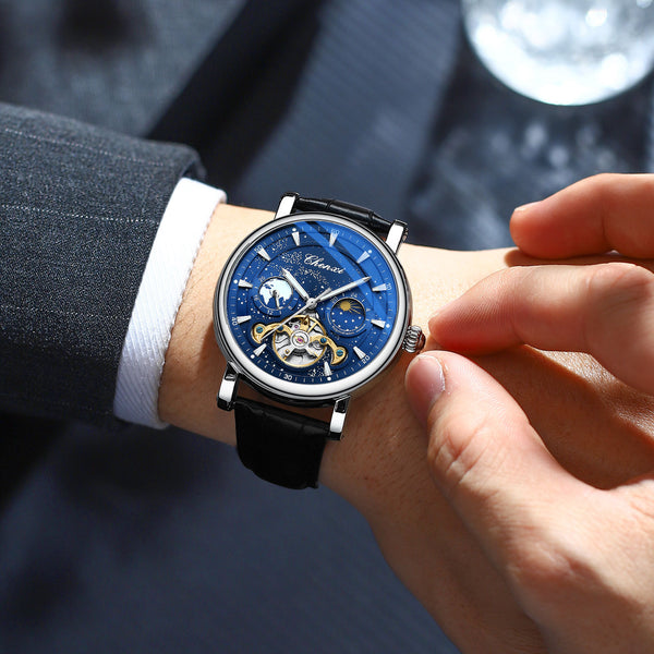 Reloj Mecánico Tourbillon Hueco Fase Lunar Xinghe con Esfera Luminosa