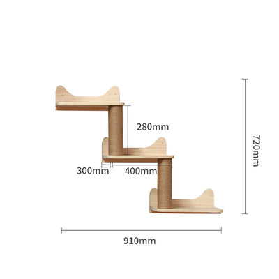 Árbol Rascador Mural para Gatos - Plataforma de Madera Sólida con Escalera - Image 41