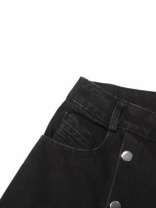 Jeans Talle Alto Irregular con Botones Desmontables - Image 43