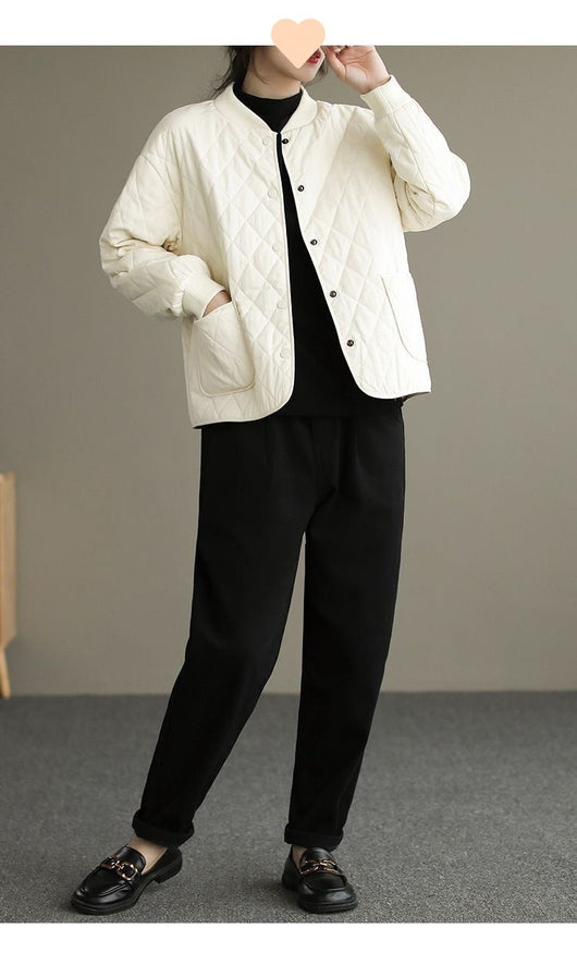 Chaqueta Acolchada de Algodón para Mujer - Diseño Rombo Ligero Otoño Invierno - Image 13