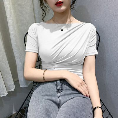 Blusa Slim Fit con Pliegues y Cuello Tortuga Corto - Image 7