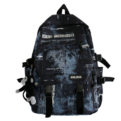 Mochila Harajuku Negra Estilo Metal Urbano - Serie Mountain