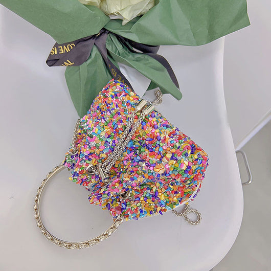 Bolso de Hombro Tipo Cubo con Lentejuelas y Borlas Brillante - Image 10