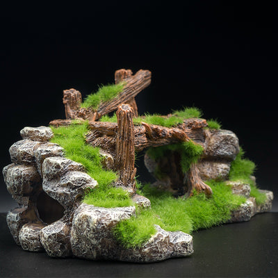 Decoración de Acuario con Piedra Natural y Efecto Musgo Flocking - Image 10