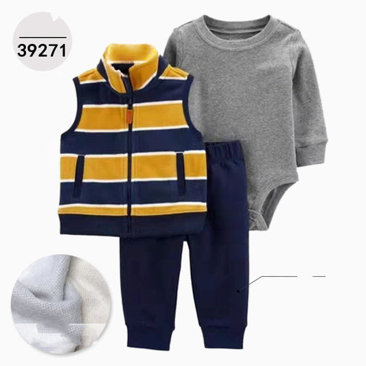 Chaqueta de Cuero con Capucha Manga Larga Tres Piezas para Niños