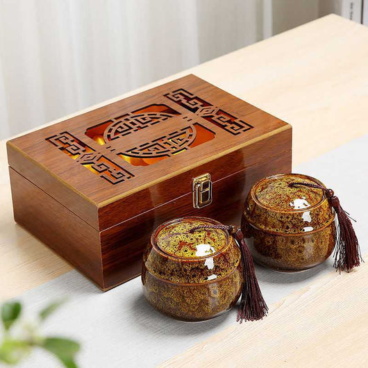 Recipiente de Té en Cerámica Artesanal con Caja de Madera - Image 11