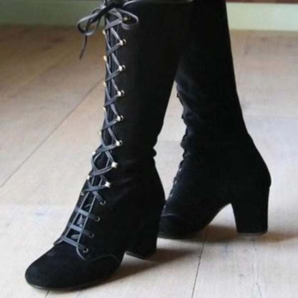 Botas de Motorista con Cordones Frontales