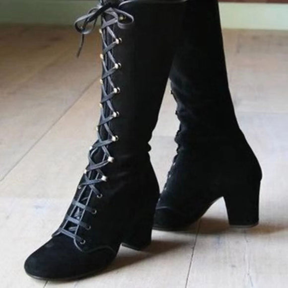 Botas de Motorista con Cordones Frontales