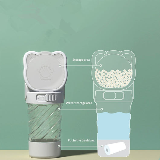 Comedero Multifunción para Mascotas con Dispensador de Agua y Contenedor de Residuos