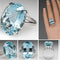 Anillo de Compromiso Topacio Azul Marino con Diamantes - Diseño Europeo y Americano