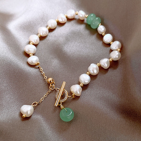 Pulsera Ajustable de Perlas de Agua Dulce Irregulares para Mujer