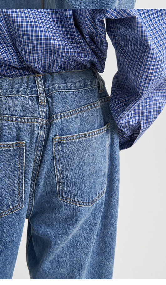 Jeans Rectos Talle Alto Desgastados para Mujer - Image 8