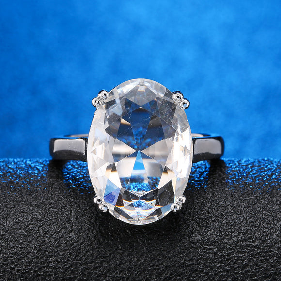 Anillo de Compromiso Topacio Azul Marino con Diamantes - Diseño Europeo y Americano