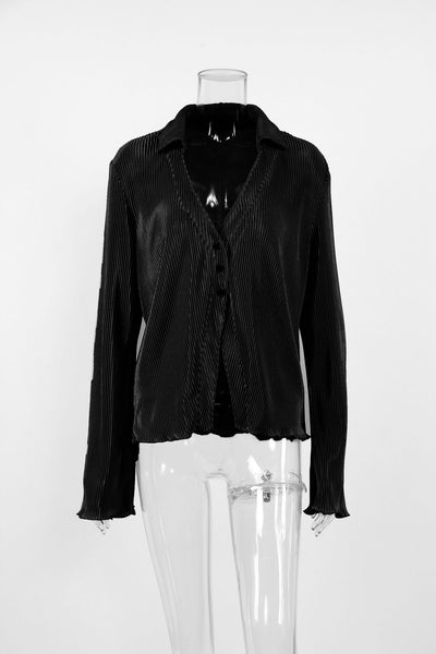 Blusa Retro con Pliegues Manga Larga para Mujer Primavera - Image 37