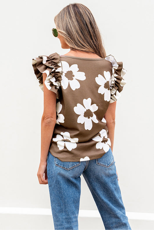 Blusa Floral Fruncida de Manga Corta Estilo Europeo y Americano - Image 11