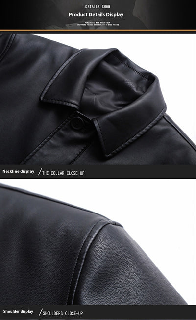 Chaqueta de Cuero para Hombre con Forro Térmico y Solapa - Image 17