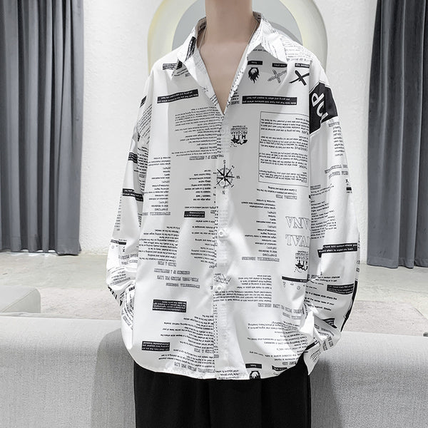 Camisa Larga de Seda Helada con Estampado para Hombre