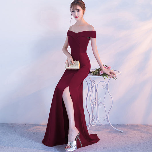 Vestido de Fiesta Elegante con Hombros Descubiertos y Falda Sirena - Image 3