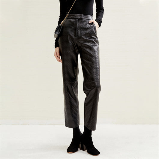 Pantalones Rectos de Ante Premium con Diseño en Relieve - Image 16