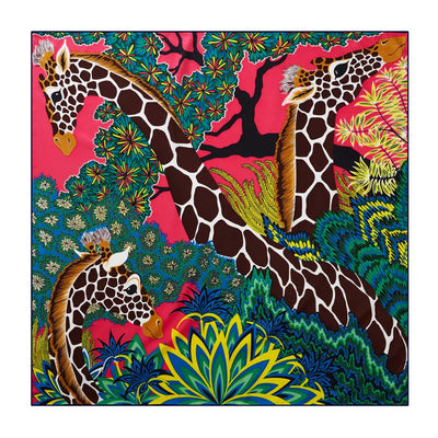 Pañuelo Cuadrado de Seda Twill Jirafa 90cm Enrollado a Mano para Mujer - Image 14