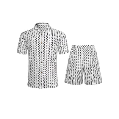 Conjunto Casual de Camisa a Rayas y Shorts para Hombre - Image 5